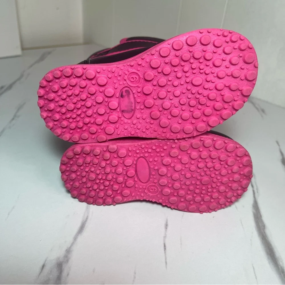 Baby Girl Winter Snow Boots Shoes Size 6, Lined, Black and Pink